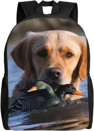 Laptop Backpack for Women Men Carry-on Backpack Dog and Duck in the Water Daypack Lightweight Travel Shoulder Bags