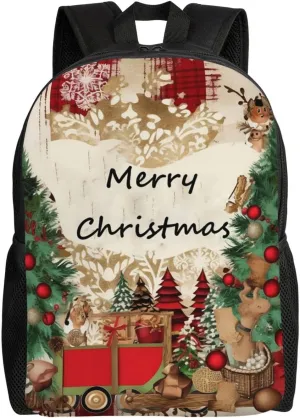 Laptop Backpack for Women Men Carry-on Backpack Merry Christmas Daypack Lightweight Travel Shoulder Bags