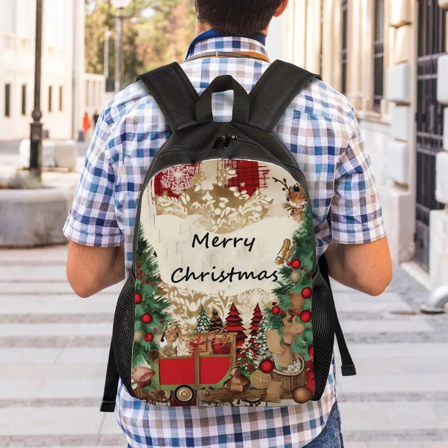 Laptop Backpack for Women Men Carry-on Backpack Merry Christmas Daypack Lightweight Travel Shoulder Bags