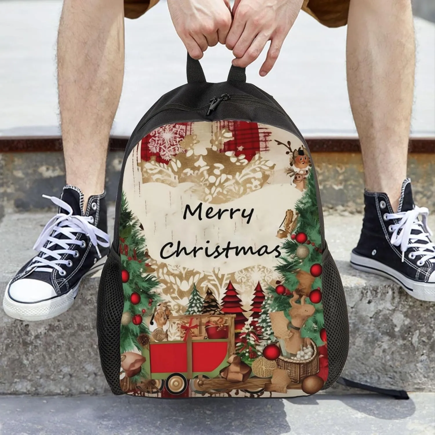 Laptop Backpack for Women Men Carry-on Backpack Merry Christmas Daypack Lightweight Travel Shoulder Bags