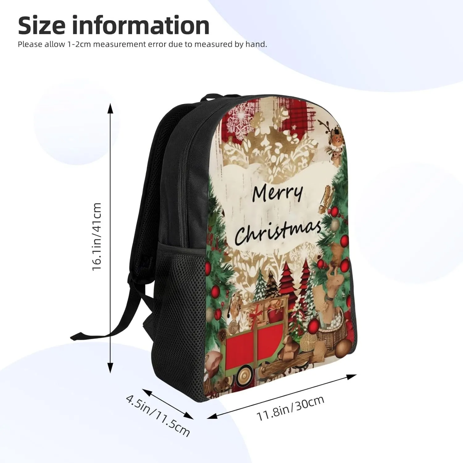 Laptop Backpack for Women Men Carry-on Backpack Merry Christmas Daypack Lightweight Travel Shoulder Bags