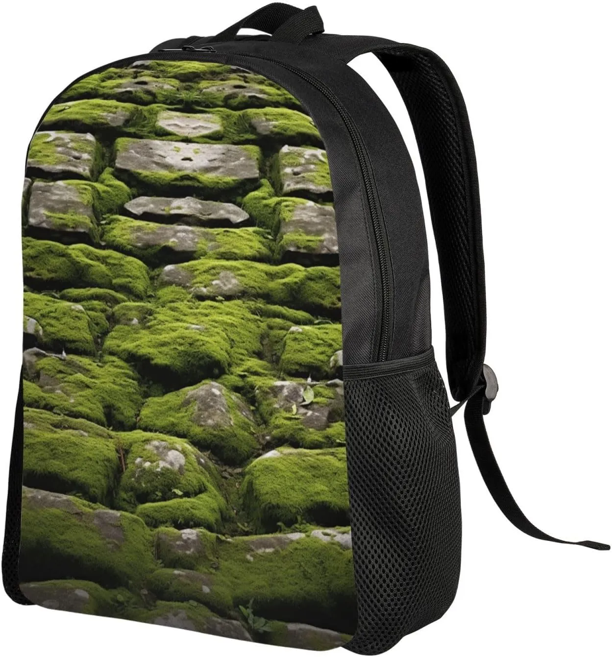 Laptop Backpack for Women Men Carry-on Backpack Moss Stone Pavement Daypack Lightweight Travel Shoulder Bags