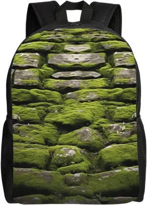 Laptop Backpack for Women Men Carry-on Backpack Moss Stone Pavement Daypack Lightweight Travel Shoulder Bags