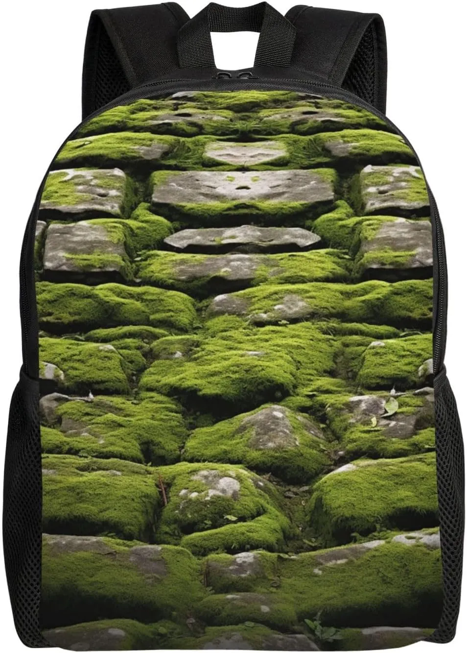 Laptop Backpack for Women Men Carry-on Backpack Moss Stone Pavement Daypack Lightweight Travel Shoulder Bags
