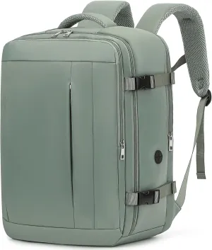 Large Travel Laptop Backpack, Carry on Backpack, 17.3 Inch Durable Business Work Sport Bag with USB Port, Water Resistant Rucksack Book Bag Gifts for Men Women, Green