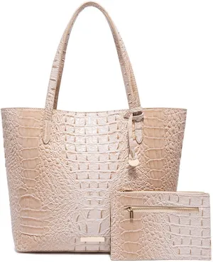 Leather Crocodile-Embossed Pattern With Women Handbags Large Tote Shoulder Bag Top Handle Satchel Hobo