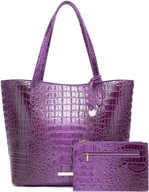 Leather Crocodile-Embossed Pattern With Women Handbags Large Tote Shoulder Bag Top Handle Satchel Hobo