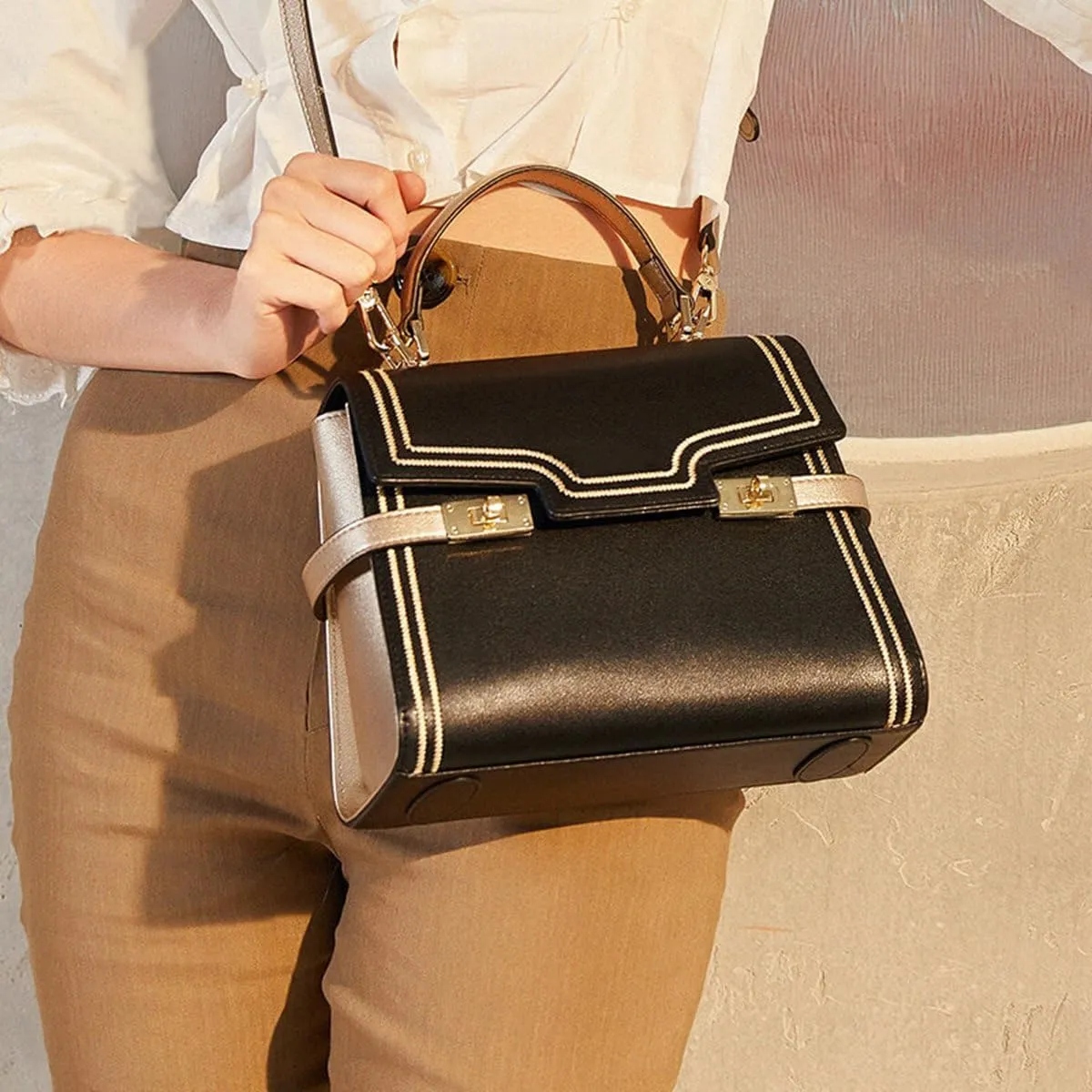 Leather Crossbody Handbags for Women, Ladies Top Handle Bags with Adjustable Shoulder Strap