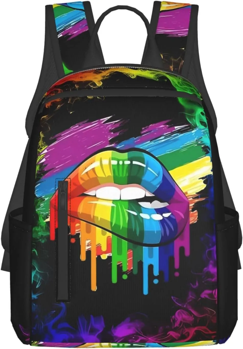 LGBT Gay Lesbian Pride Rainbow Lip Graffiti Heart Travel Laptop Backpack Casual Backpacks Double Shoulder Daypack Notebook Rucksack Work Bags Sports Bag for Hiking Camping Beach