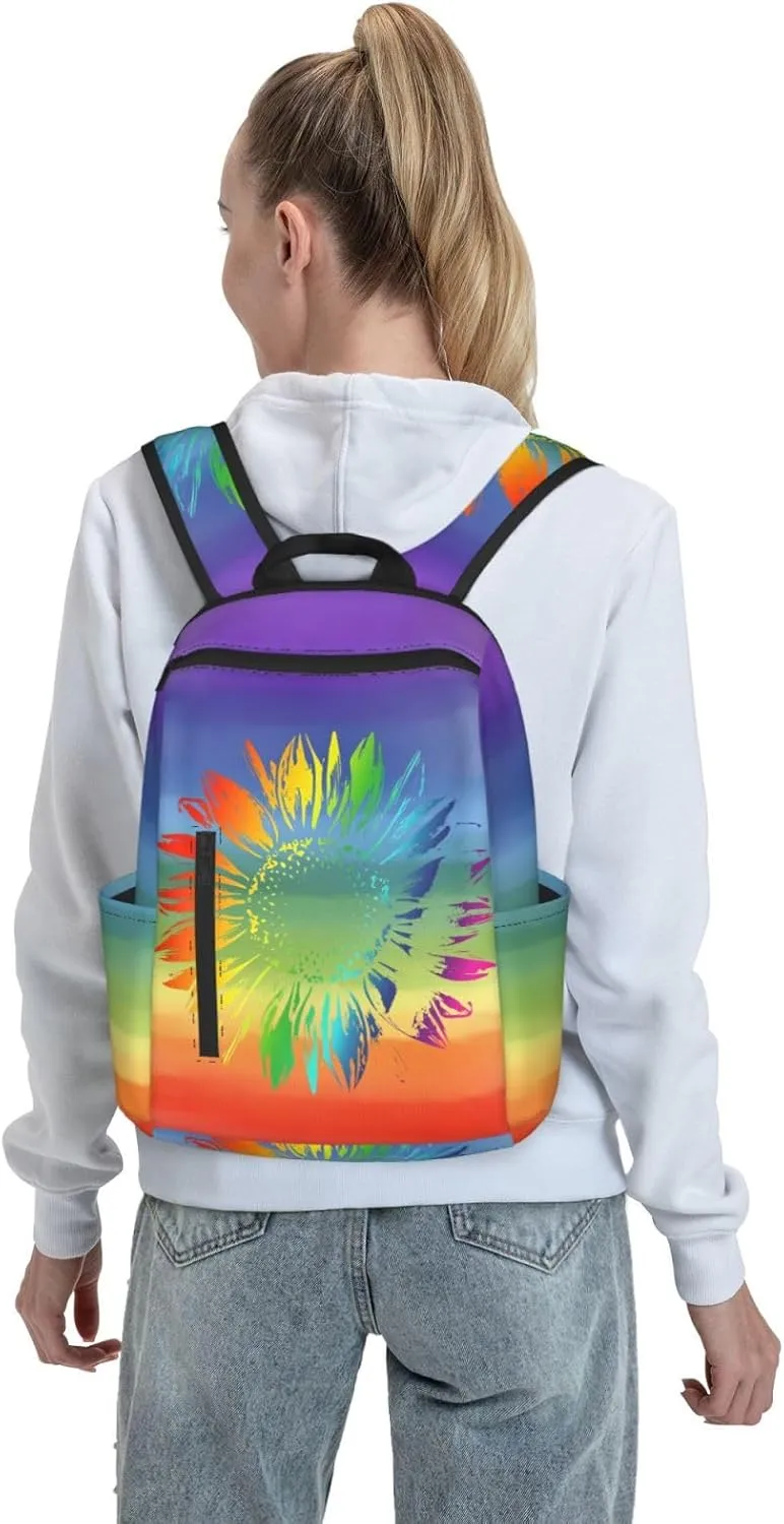 LGBT Gay Pride Rainbow Sunflower Travel Laptop Backpack Casual Backpacks Double Shoulder Daypack Notebook Rucksack Work Bags Sports Bag for Gym Hiking Camping Beach