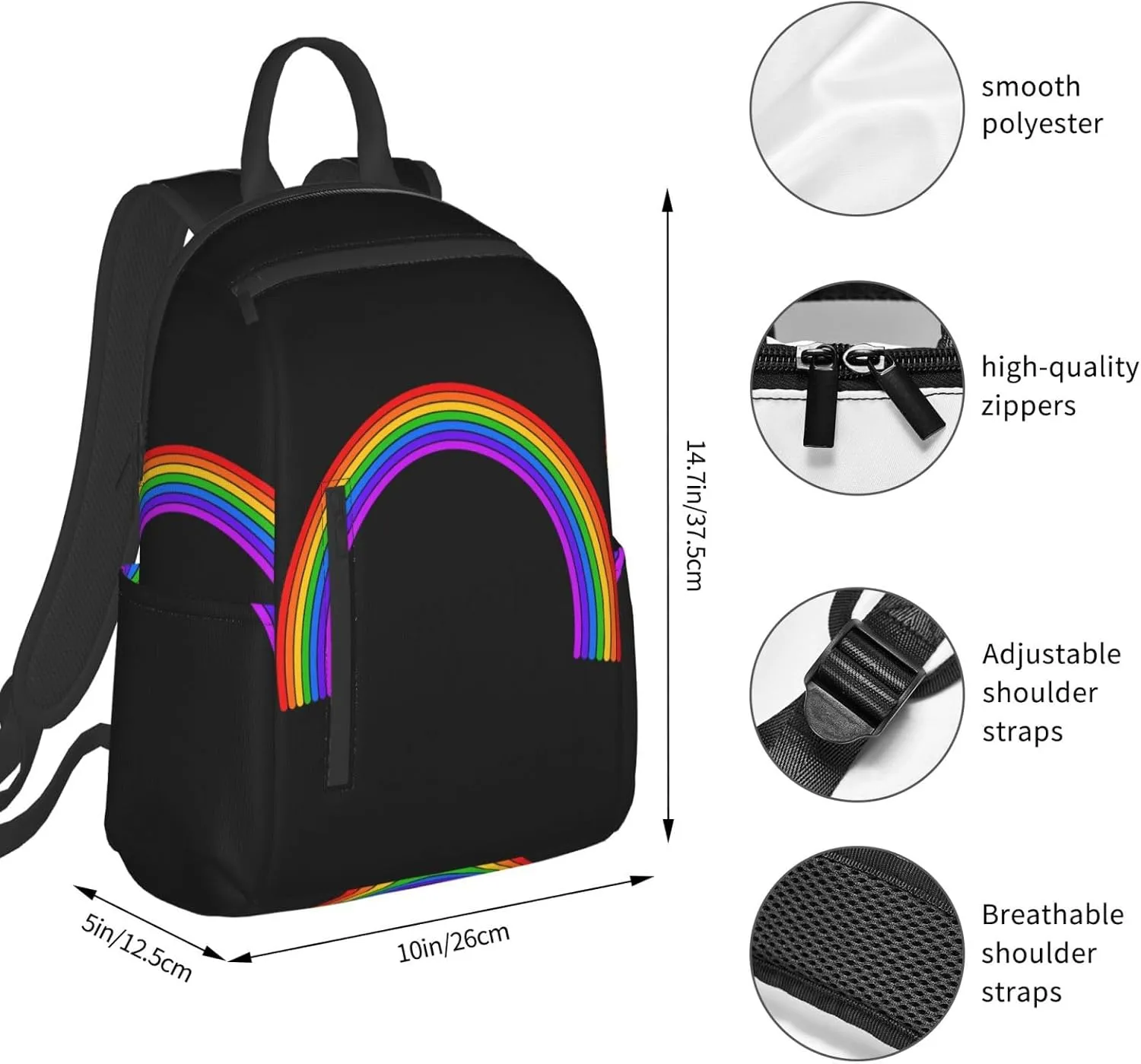 LGBT Gay Pride Rainbow Travel Laptop Backpack Casual Backpacks Double Shoulder Daypack Notebook Rucksack Work Bags Sports Bag for Gym Hiking Camping Beach