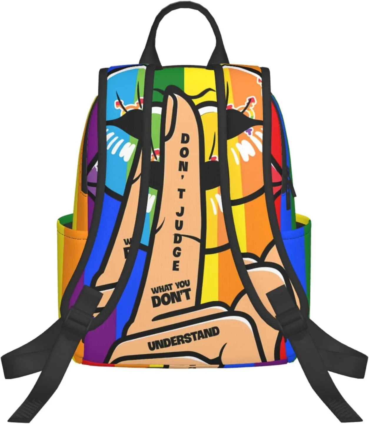 LGBT Lip Don't Judge What You Don't Understand Travel Laptop Backpack Casual Backpacks Double Shoulder Daypack Notebook Rucksack Work Bags Sports Bag for Hiking Camping Beach