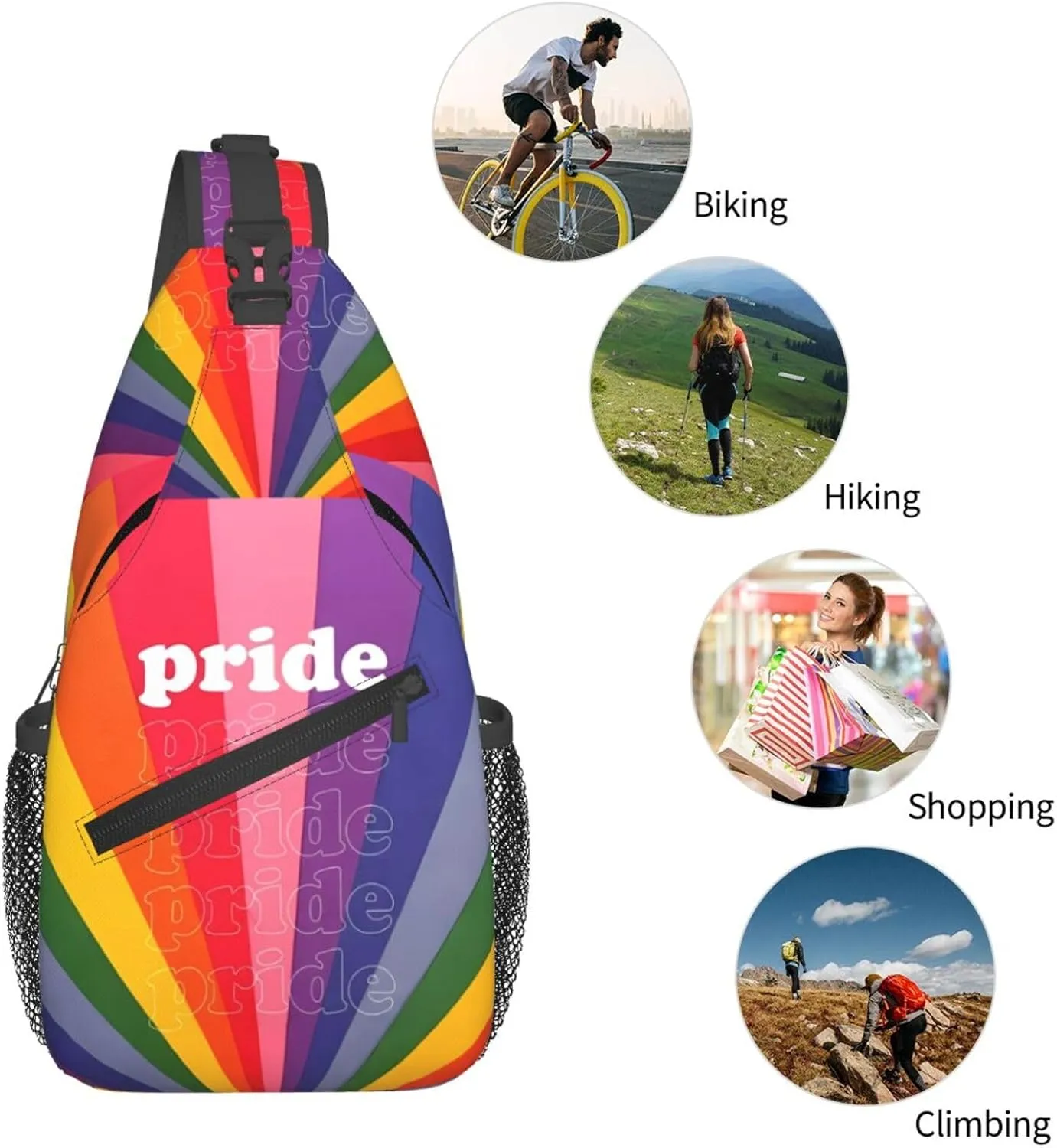 Lgbt Pride Rainbow Gay Chest Sling Bag Crossbody Shoulder Backpack Bag Gym Cycling Daypack Travel Hiking Cross Bag