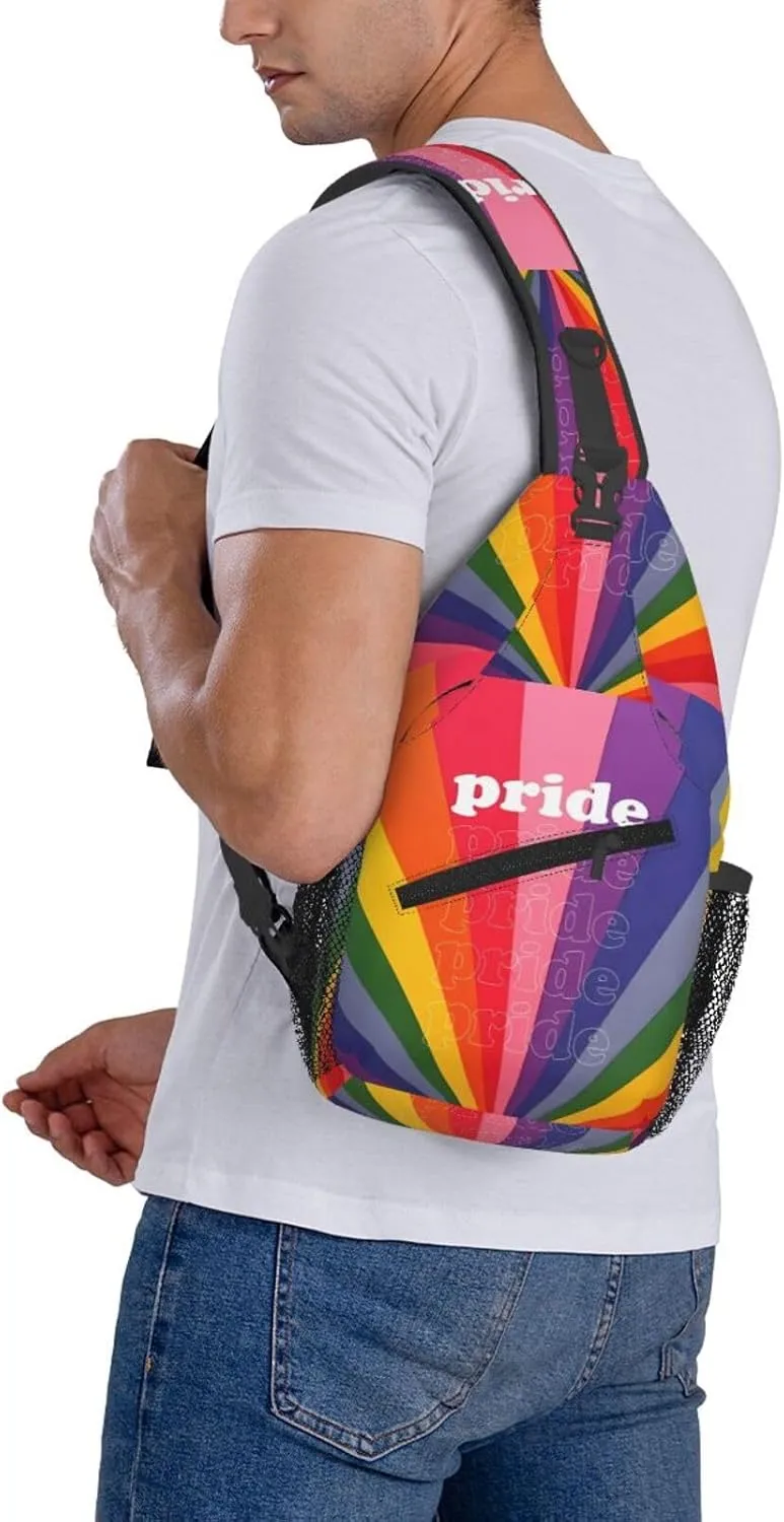 Lgbt Pride Rainbow Gay Chest Sling Bag Crossbody Shoulder Backpack Bag Gym Cycling Daypack Travel Hiking Cross Bag