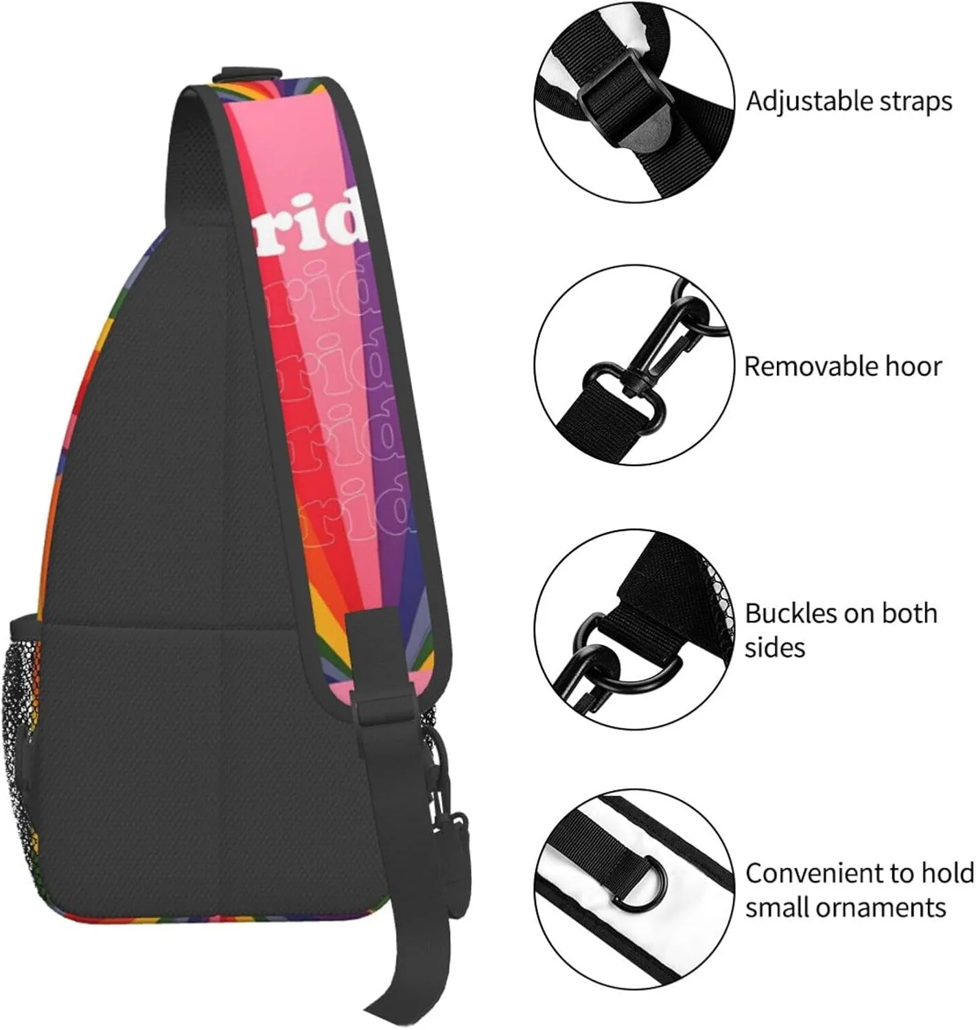 Lgbt Pride Rainbow Gay Chest Sling Bag Crossbody Shoulder Backpack Bag Gym Cycling Daypack Travel Hiking Cross Bag