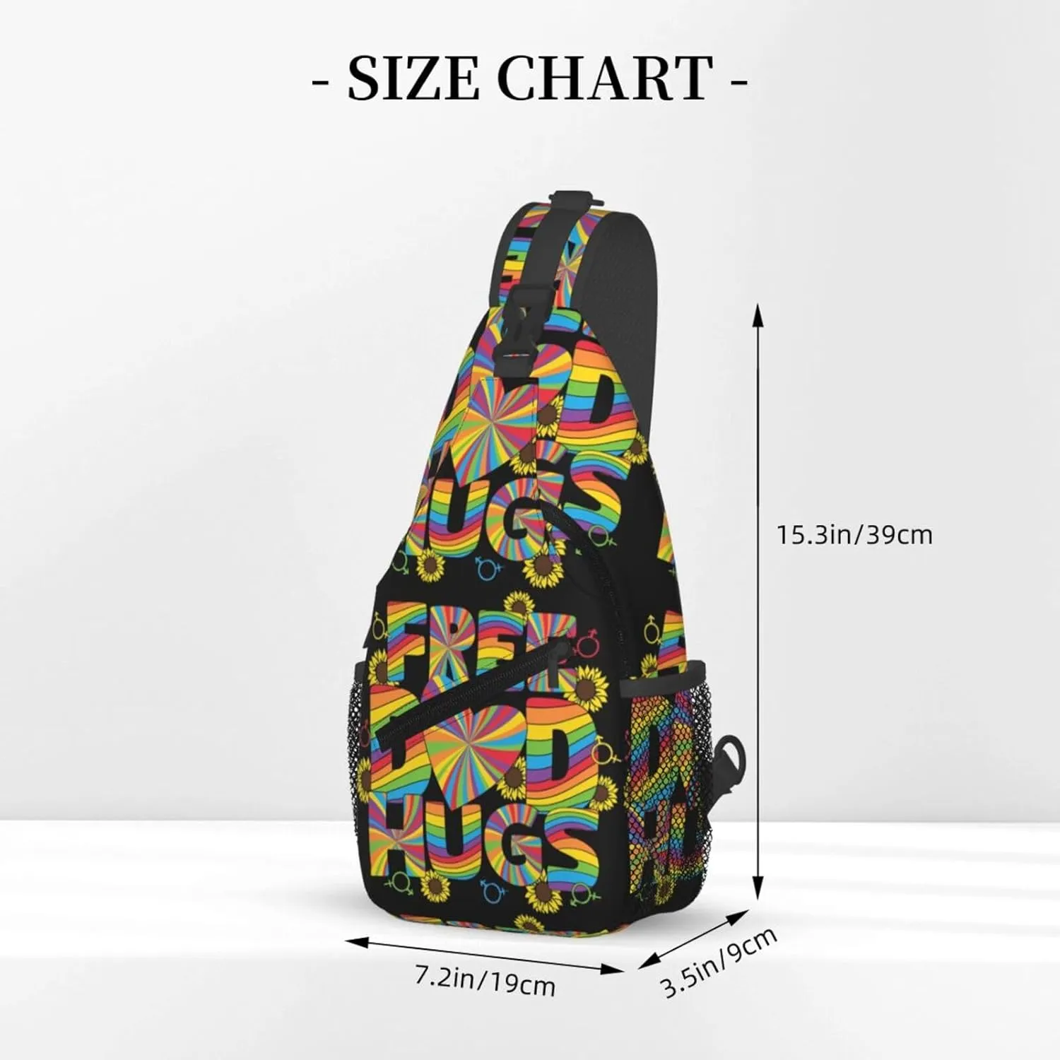 Lgbt Pride Rainbow Gay Free Dad Hugs Chest Sling Bag Crossbody Shoulder Backpack Bag Gym Cycling Daypack Travel Hiking Cross Bag