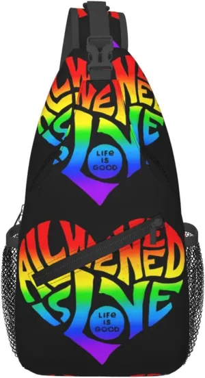 Lgbt Rainbow Gay Pride Flag All We Need Is Love Pride Day Chest Sling Bag Crossbody Shoulder Backpack Bag Gym Cycling Daypack Travel Hiking Cross Bag