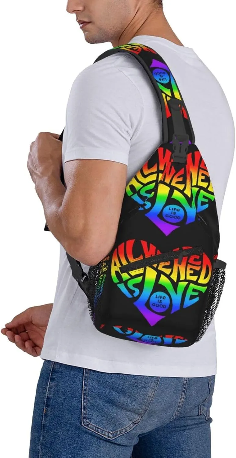 Lgbt Rainbow Gay Pride Flag All We Need Is Love Pride Day Chest Sling Bag Crossbody Shoulder Backpack Bag Gym Cycling Daypack Travel Hiking Cross Bag