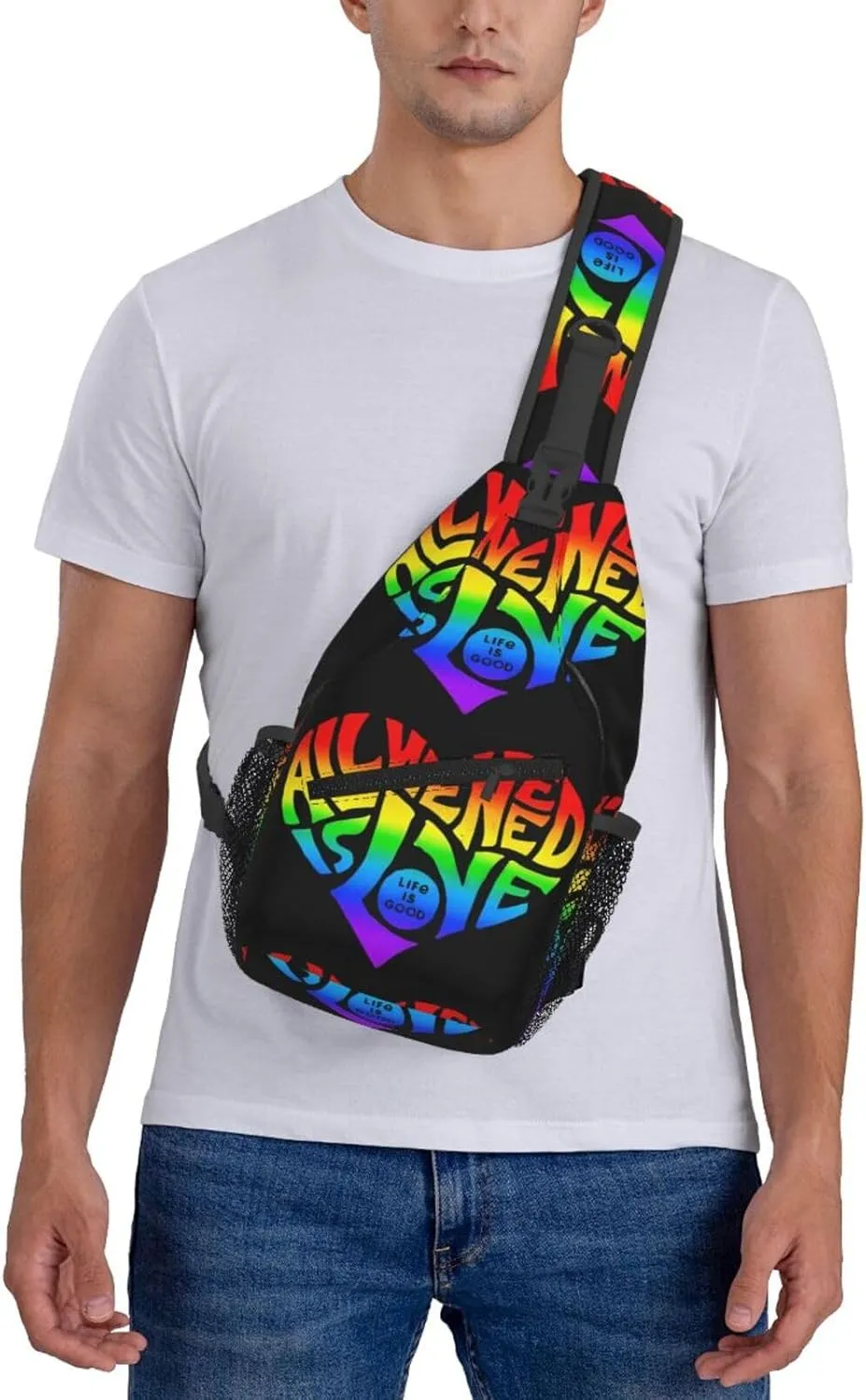 Lgbt Rainbow Gay Pride Flag All We Need Is Love Pride Day Chest Sling Bag Crossbody Shoulder Backpack Bag Gym Cycling Daypack Travel Hiking Cross Bag