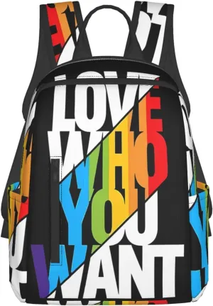 LGBT Rainbow Gay Pride Love Who You Want Travel Laptop Backpack Casual Backpacks Double Shoulder Daypack Notebook Rucksack Work Bags Sports Bag for Gym Hiking Camping Beach