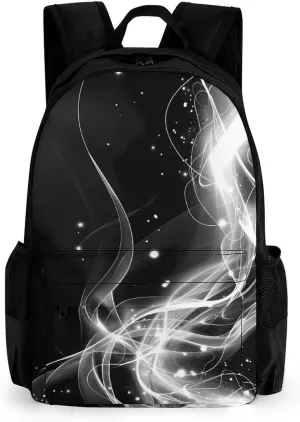 Light Streak Black And White Abstract Line Backpack Lightweight Laptop Backpack Travel Daypack with Pocket Work Bag for Women Men
