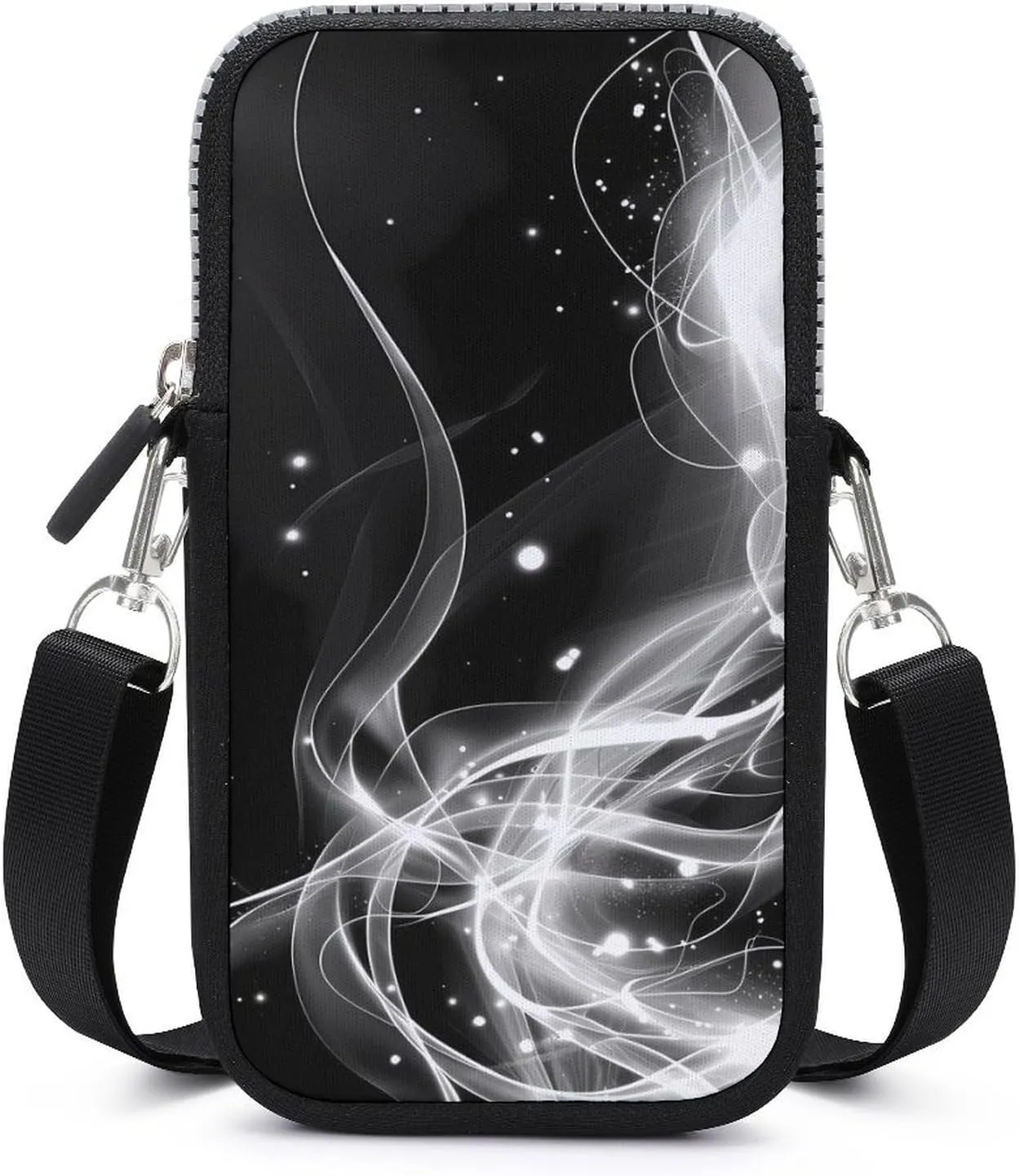 Light Streak Black And White Abstract Line Cell Phone Purse Small Cross-body Bags Portable Shoulder Bag with Zippered for Women Men