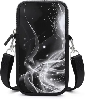 Light Streak Black And White Abstract Line Cell Phone Purse Small Cross-body Bags Portable Shoulder Bag with Zippered for Women Men