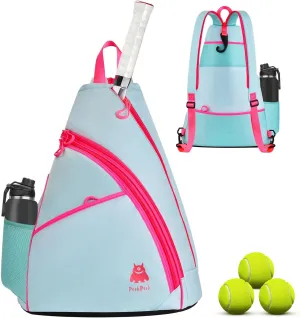 Light Weight Crossbody Backpack, Large Capacity Sling Bag for Pickleball, Tennis, Racketball, and Travel for Women
