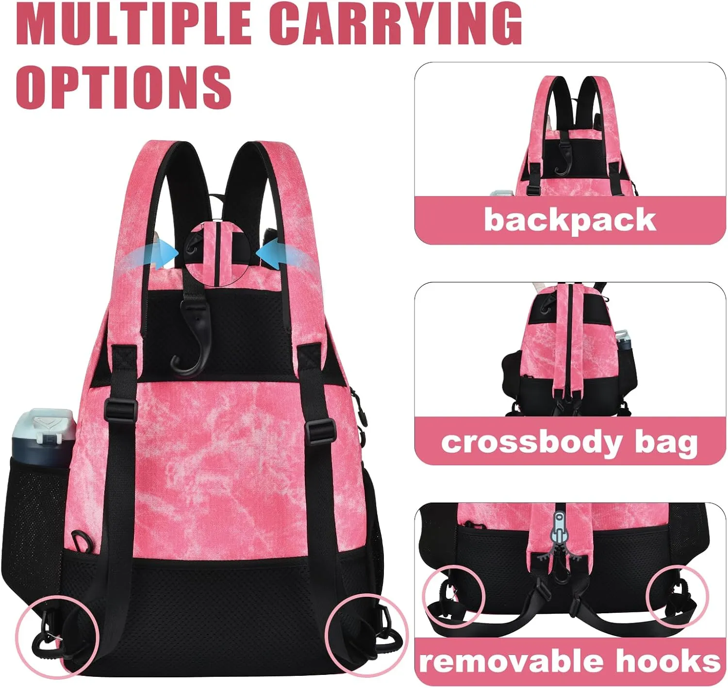 Lightweight Pickleball bag, Canvas Sling Bag - Crossbody Backpack for Men and Women