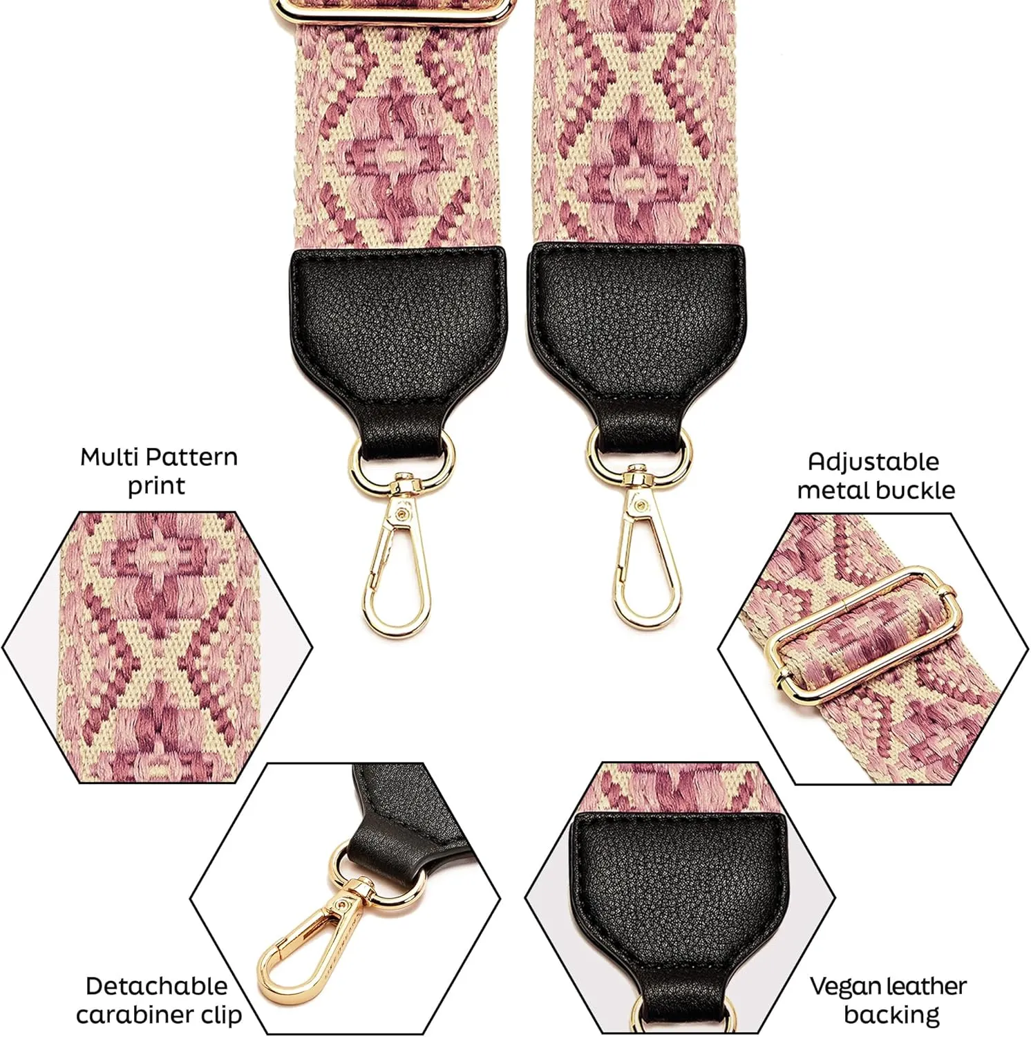 Like Dreams Fashion Purse Straps Replacement Crossbody, Wide Shoulder Adjustable Straps for Handbags, Crossbody Bag Strap