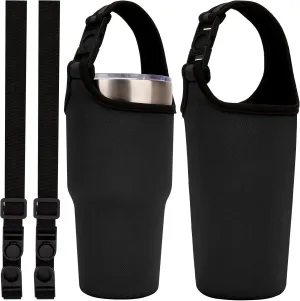 Linkidea 2 Pack Neoprene Tumbler Carrier with Strap Compatible with YETI Rambler Tumbler 30oz, Greens Steel Beast Tumbler 30oz, Hydroflask, Waterbottle Sling Bag Holder, Shoulder Strap