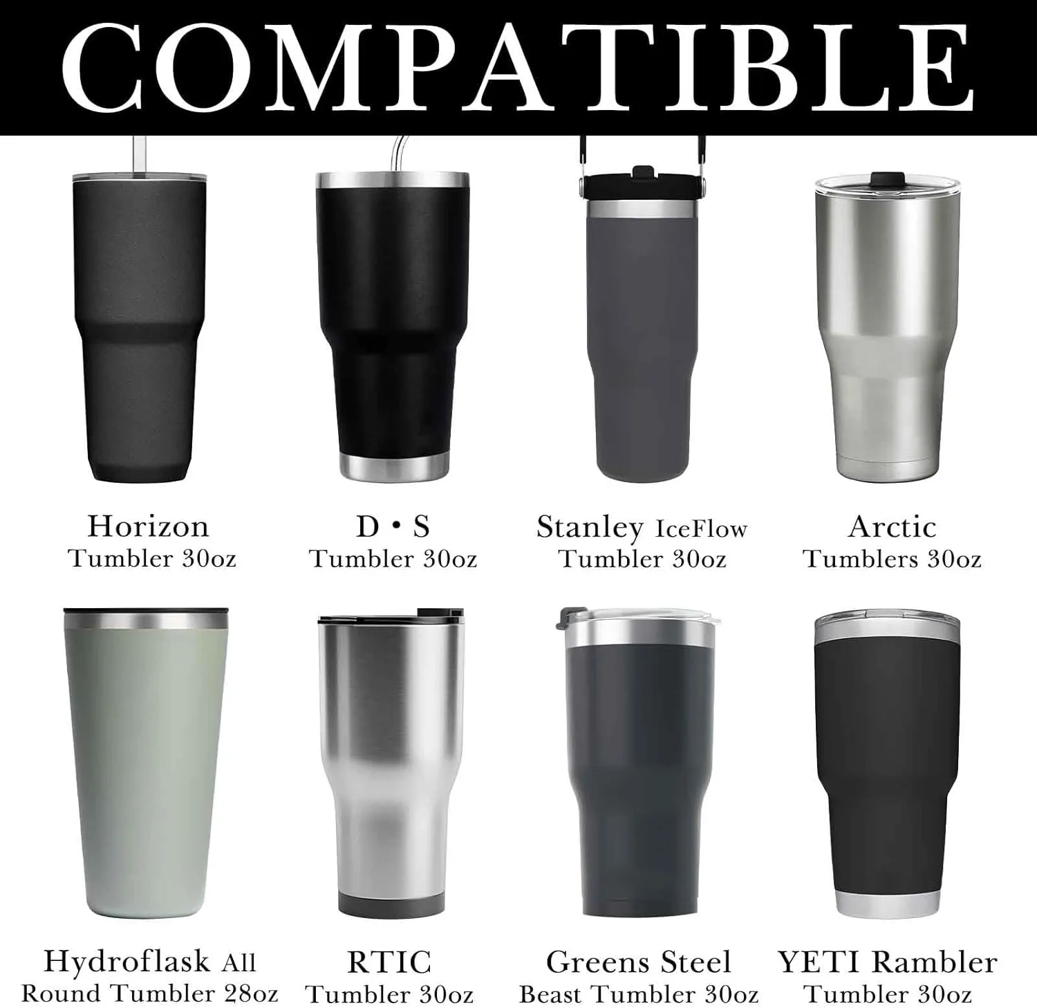 Linkidea 2 Pack Neoprene Tumbler Carrier with Strap Compatible with YETI Rambler Tumbler 30oz, Greens Steel Beast Tumbler 30oz, Hydroflask, Waterbottle Sling Bag Holder, Shoulder Strap