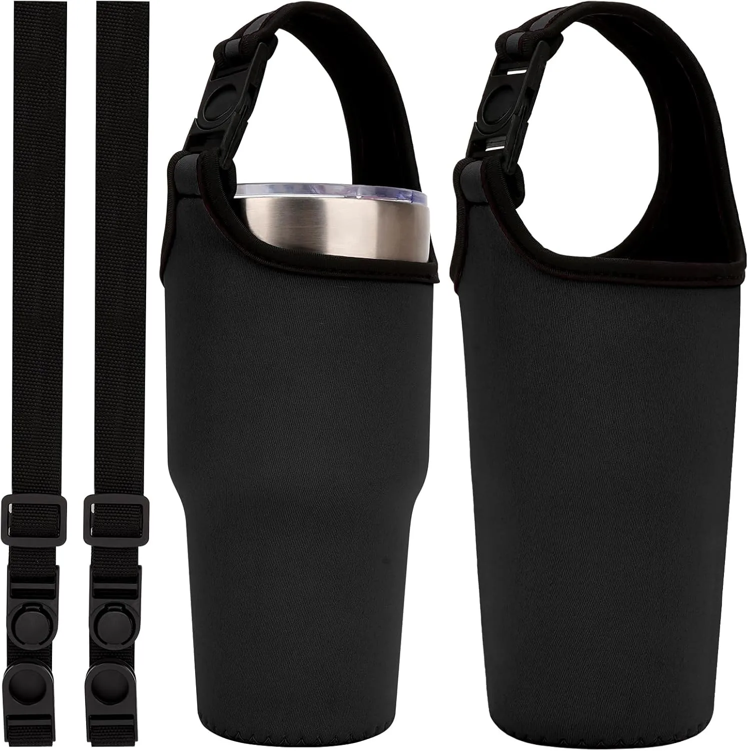 Linkidea 2 Pack Neoprene Tumbler Carrier with Strap Compatible with YETI Rambler Tumbler 30oz, Greens Steel Beast Tumbler 30oz, Hydroflask, Waterbottle Sling Bag Holder, Shoulder Strap