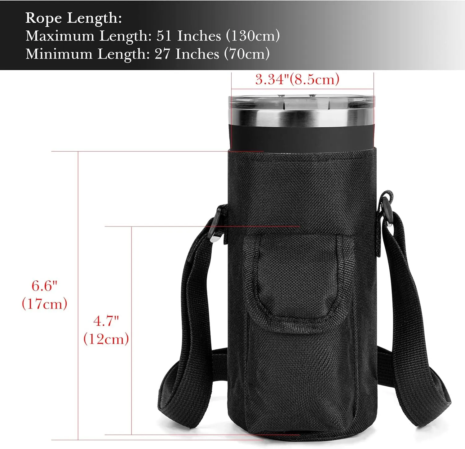 Linkidea Tumbler Carrier with Strap Compatible with YETI Rambler Tumbler 20oz, Iron °Flask Classic Tumbler 2.0 20/24oz, Coffee Mug Sling Bag Holder, Shoulder Strap with Pocket