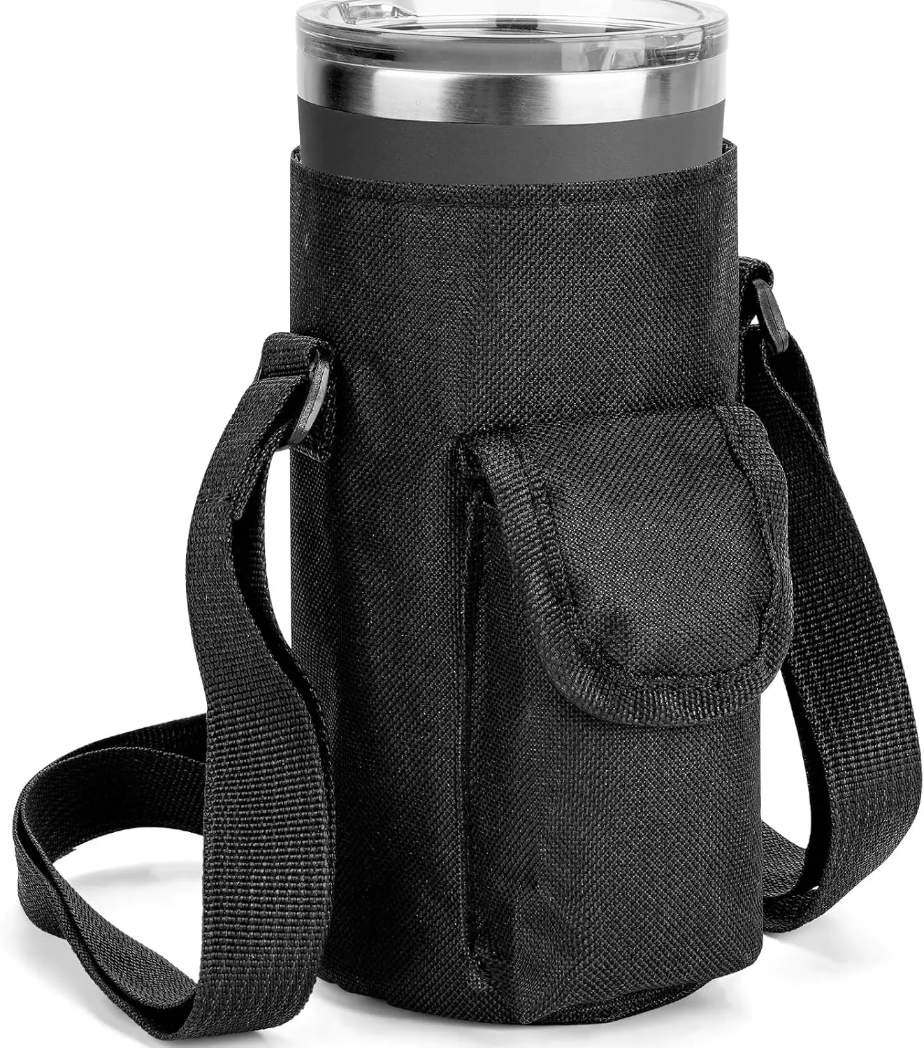 Linkidea Tumbler Carrier with Strap Compatible with YETI Rambler Tumbler 20oz, Iron °Flask Classic Tumbler 2.0 20/24oz, Coffee Mug Sling Bag Holder, Shoulder Strap with Pocket