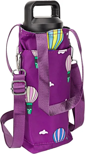 Linkidea Water Bottle Carrier with Strap Compatible with YETI Rambler 18oz/26oz, Owala FreeSip 24oz/32oz, Waterbottle Sling Bag Holder, Shoulder Strap with Phone Pocket, Purple