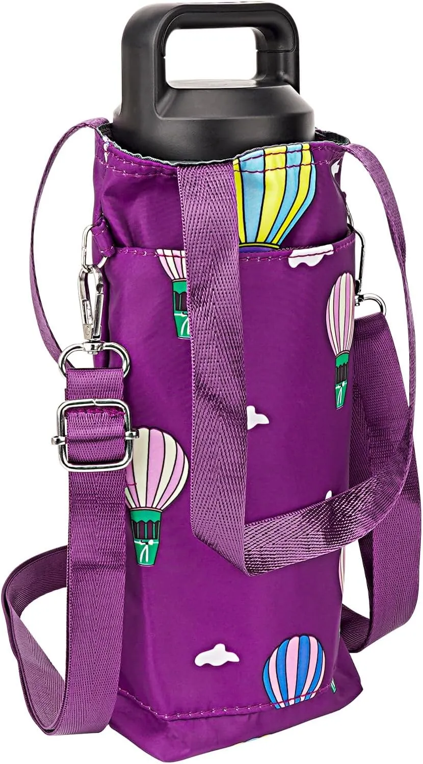 Linkidea Water Bottle Carrier with Strap Compatible with YETI Rambler 18oz/26oz, Owala FreeSip 24oz/32oz, Waterbottle Sling Bag Holder, Shoulder Strap with Phone Pocket, Purple