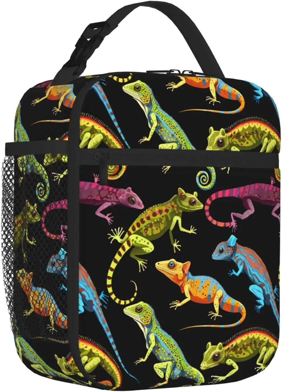 Lizard Pet Insulated Lunch Bag, Leakproof Portable Box For Boys Girls, Large Capacity Cooler Bag With Handle And Bottle Pocket For Kids Teens Adults Office Camping School Hiking Outdoor