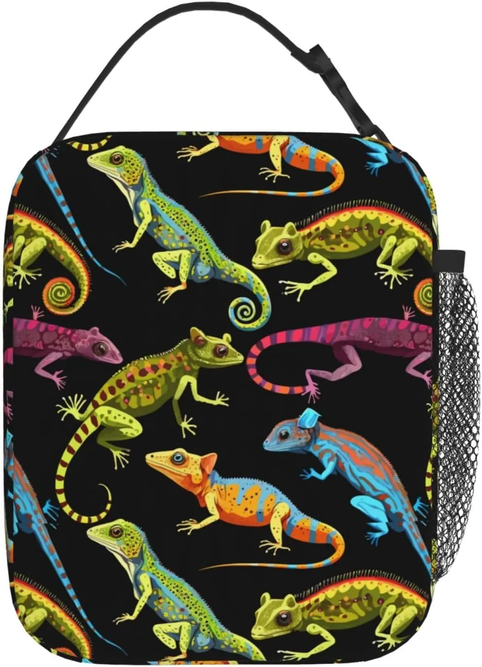 Lizard Pet Insulated Lunch Bag, Leakproof Portable Box For Boys Girls, Large Capacity Cooler Bag With Handle And Bottle Pocket For Kids Teens Adults Office Camping School Hiking Outdoor