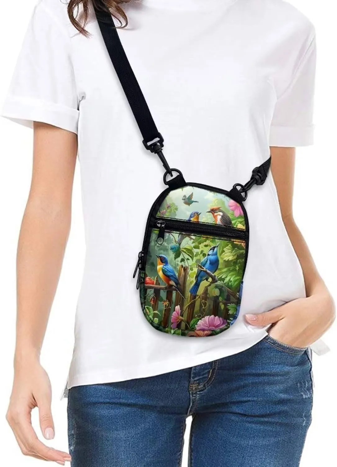 Lotusorchid Sling Cell Phone Purse, Crossbody Mini Wallet Purse Shoulder Handbag with Adjustable Straps