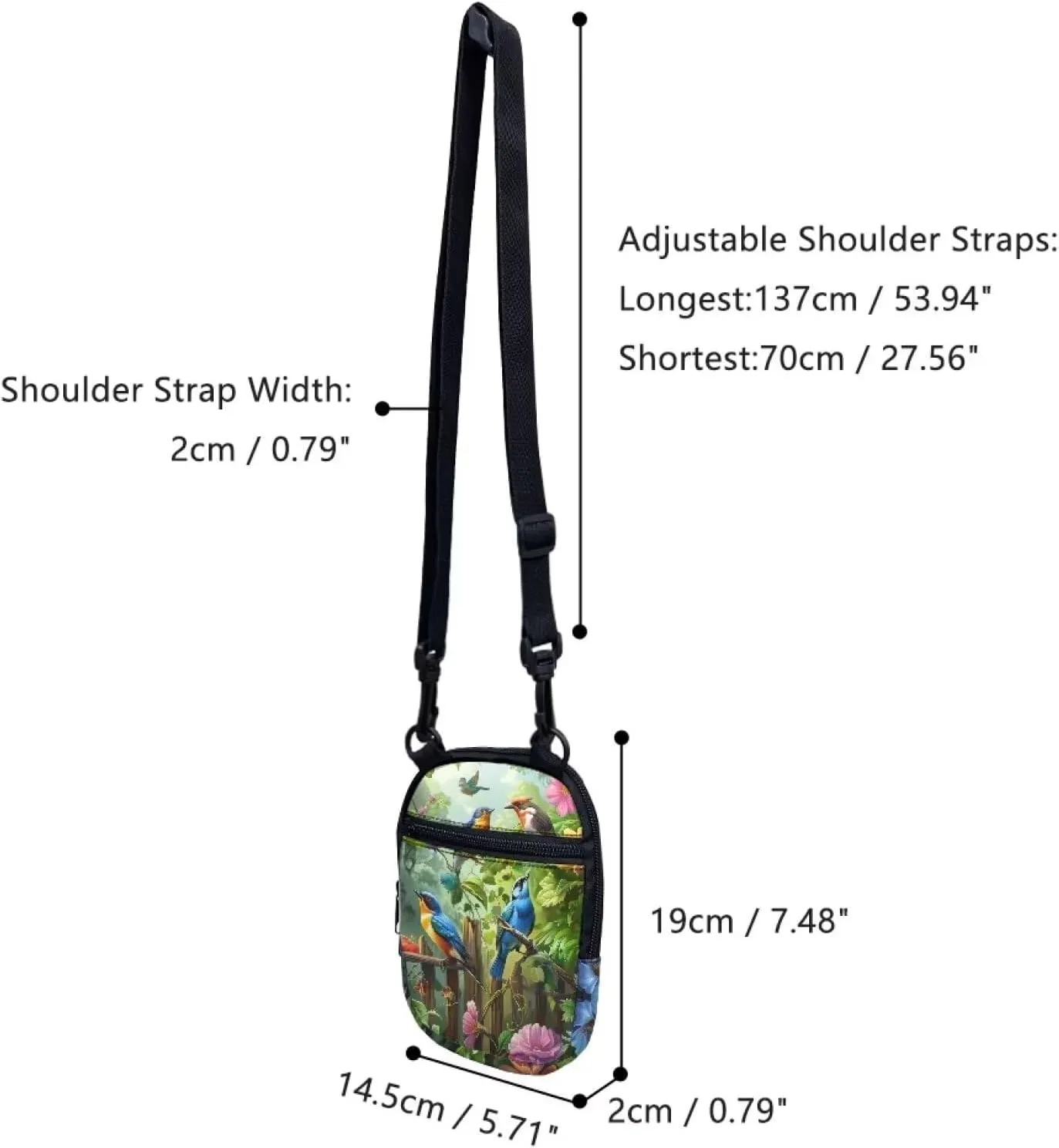 Lotusorchid Sling Cell Phone Purse, Crossbody Mini Wallet Purse Shoulder Handbag with Adjustable Straps