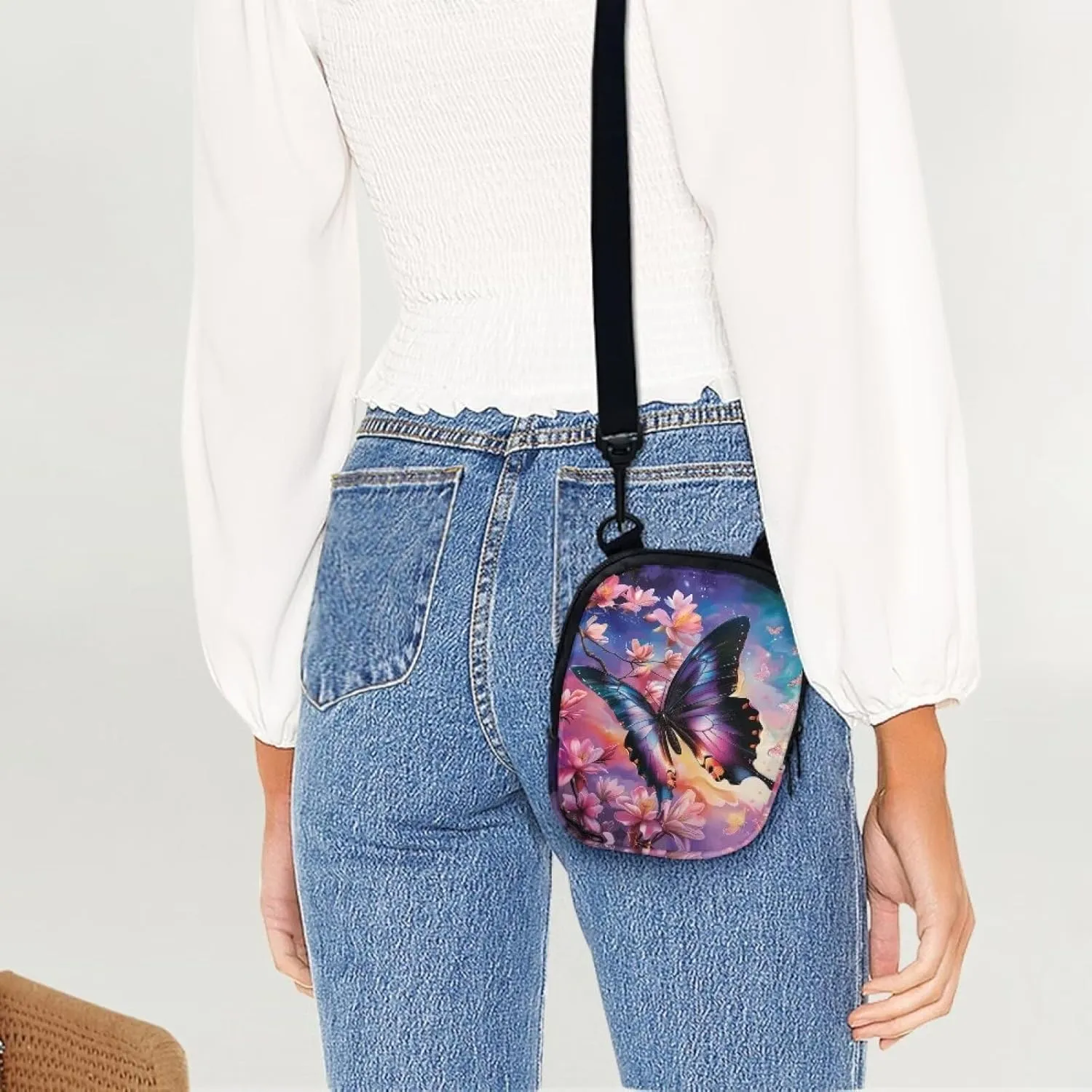 Lotusorchid Sling Cell Phone Purse, Crossbody Mini Wallet Purse Shoulder Handbag with Adjustable Straps