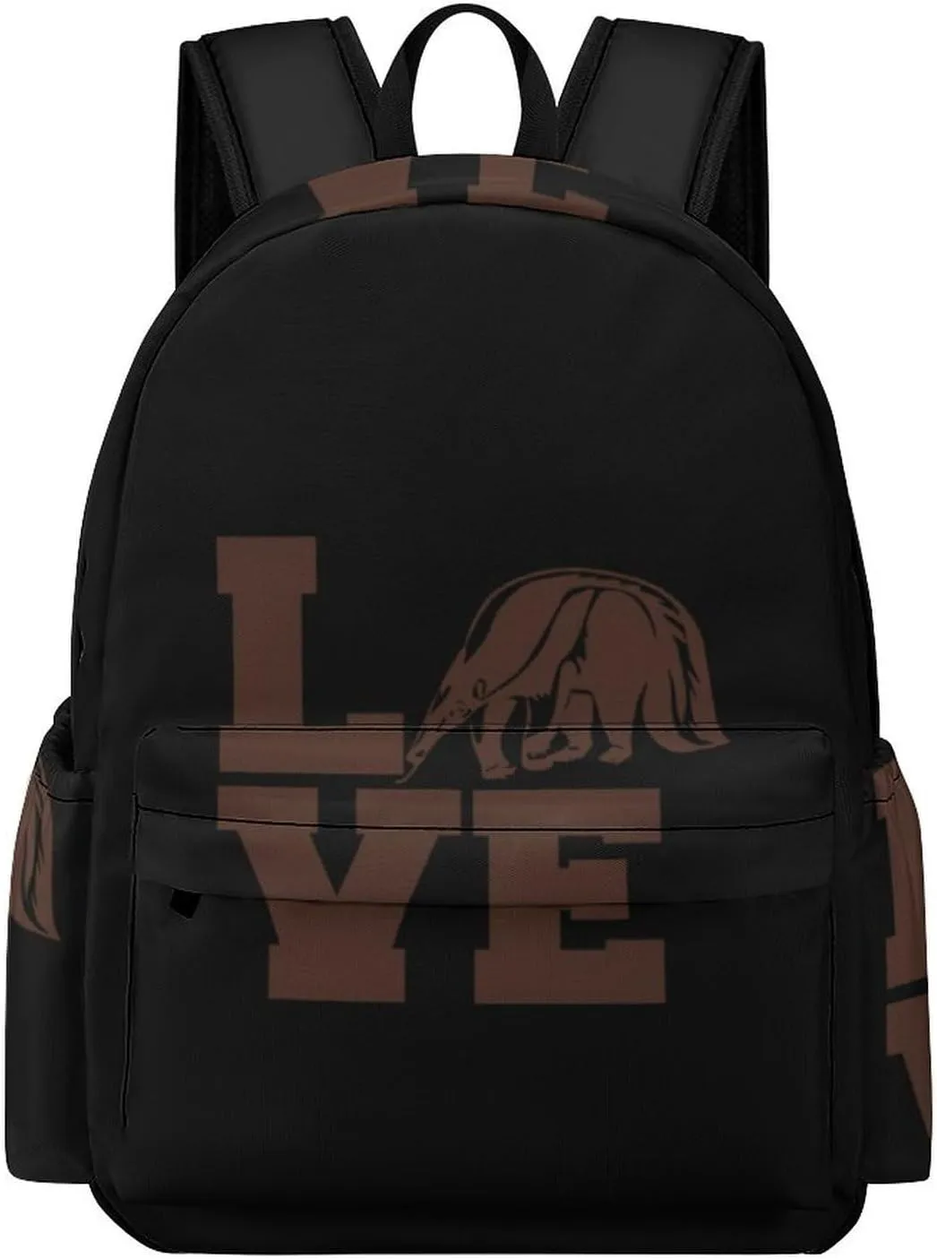Love Giant Anteater Cute Backpack Travel Work Bag with Water Bottle Pocket Adjustable Padded Shoulder Straps Daypack