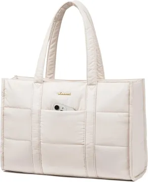 LOVEVOOK Laptop Bag for Women, Puffer Tote Bag for Work 15.6 Inch Large Computer Briefcase for Teacher Nurse, Quilted Lightweight Casual Shoulder Bag For Travel, Daily