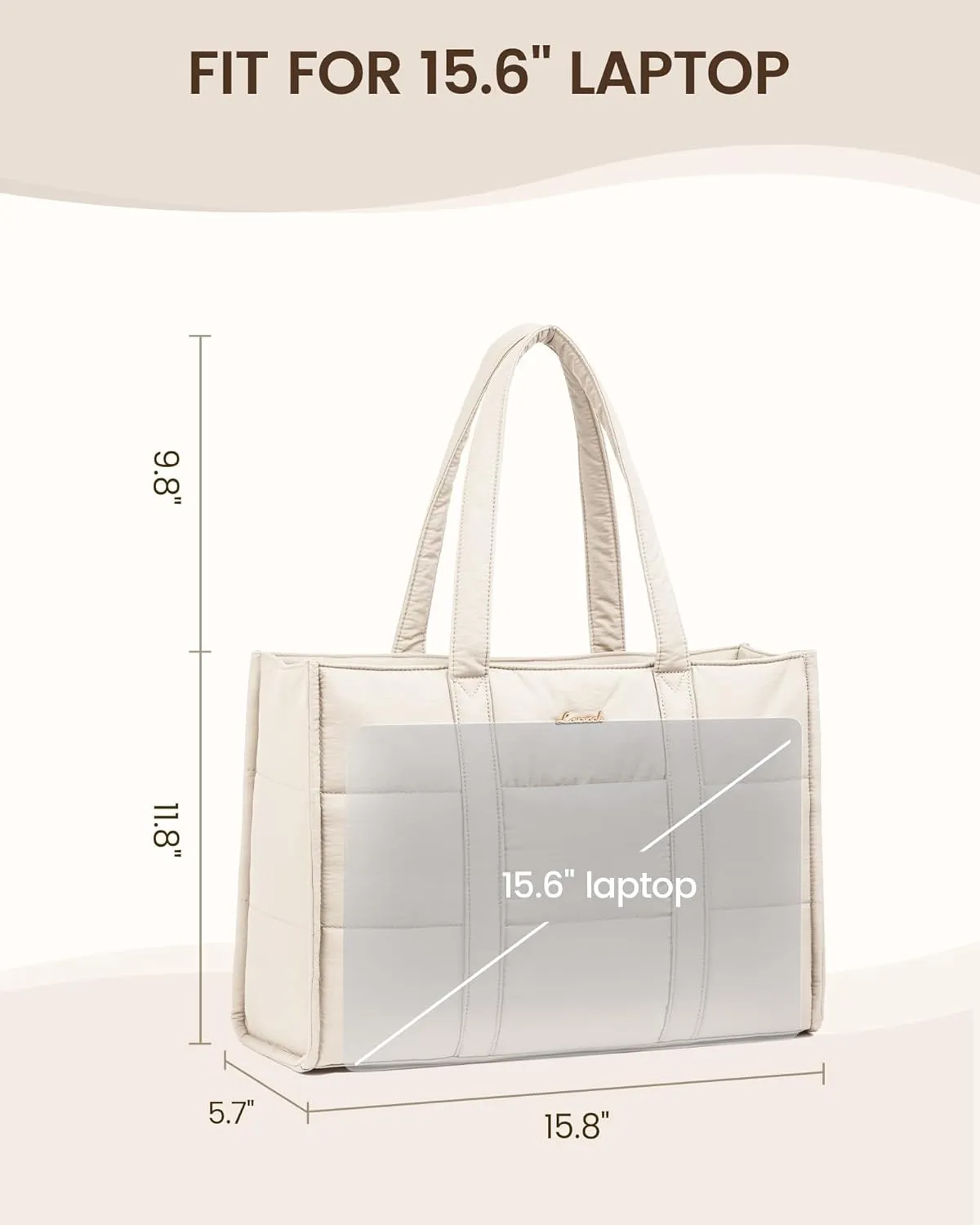 LOVEVOOK Laptop Bag for Women, Puffer Tote Bag for Work 15.6 Inch Large Computer Briefcase for Teacher Nurse, Quilted Lightweight Casual Shoulder Bag For Travel, Daily