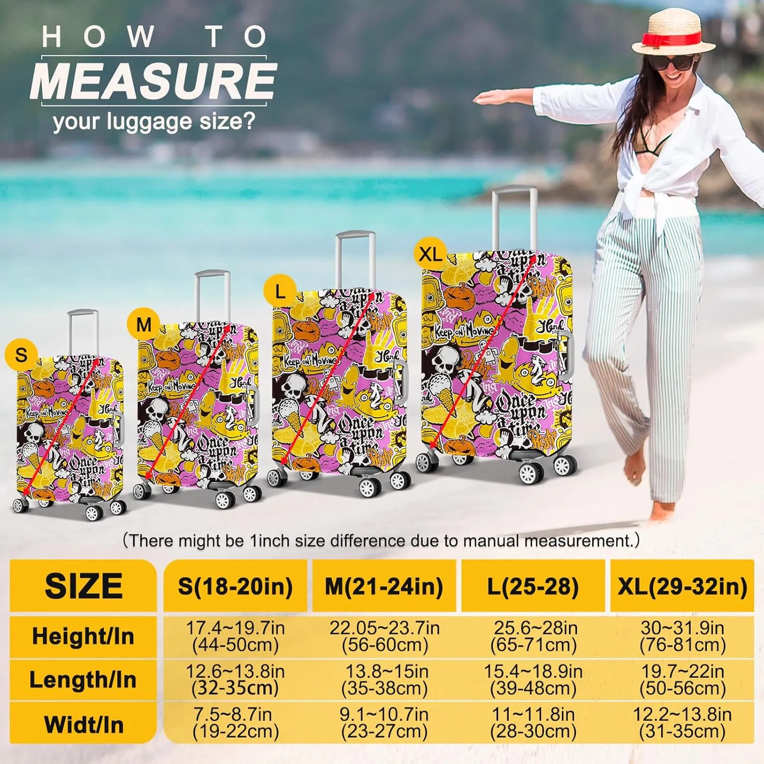 Luggage Covers for Suitcase Protector Tsa Approved Fits 18-28 Inch Luggage, Custom Baggage Cover for Travel Anti Scratch Dirt Washable. S/M/L Sets