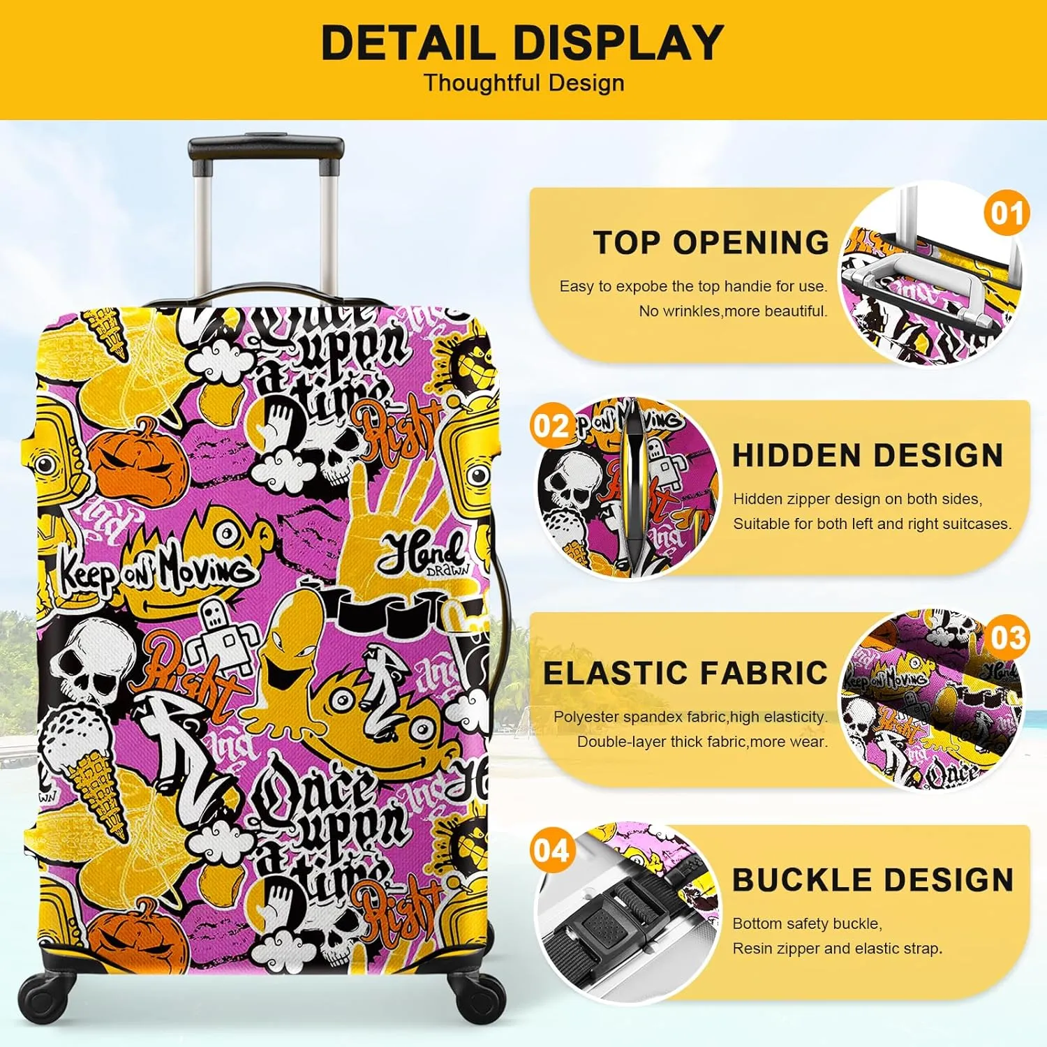 Luggage Covers for Suitcase Protector Tsa Approved Fits 18-28 Inch Luggage, Custom Baggage Cover for Travel Anti Scratch Dirt Washable. S/M/L Sets
