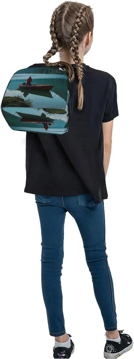 Lunch Bag for Men Women Reusable Insulated Lunchbox Boat at Lake Shore Lunch Tote Bag for Work Picnic