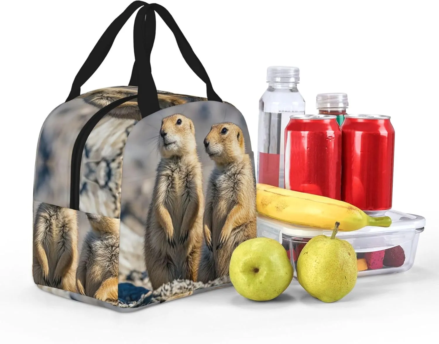 Lunch Bag for Men Women Reusable Insulated Lunchbox Two Prairie Dogs Lunch Tote Bag for Work Picnic