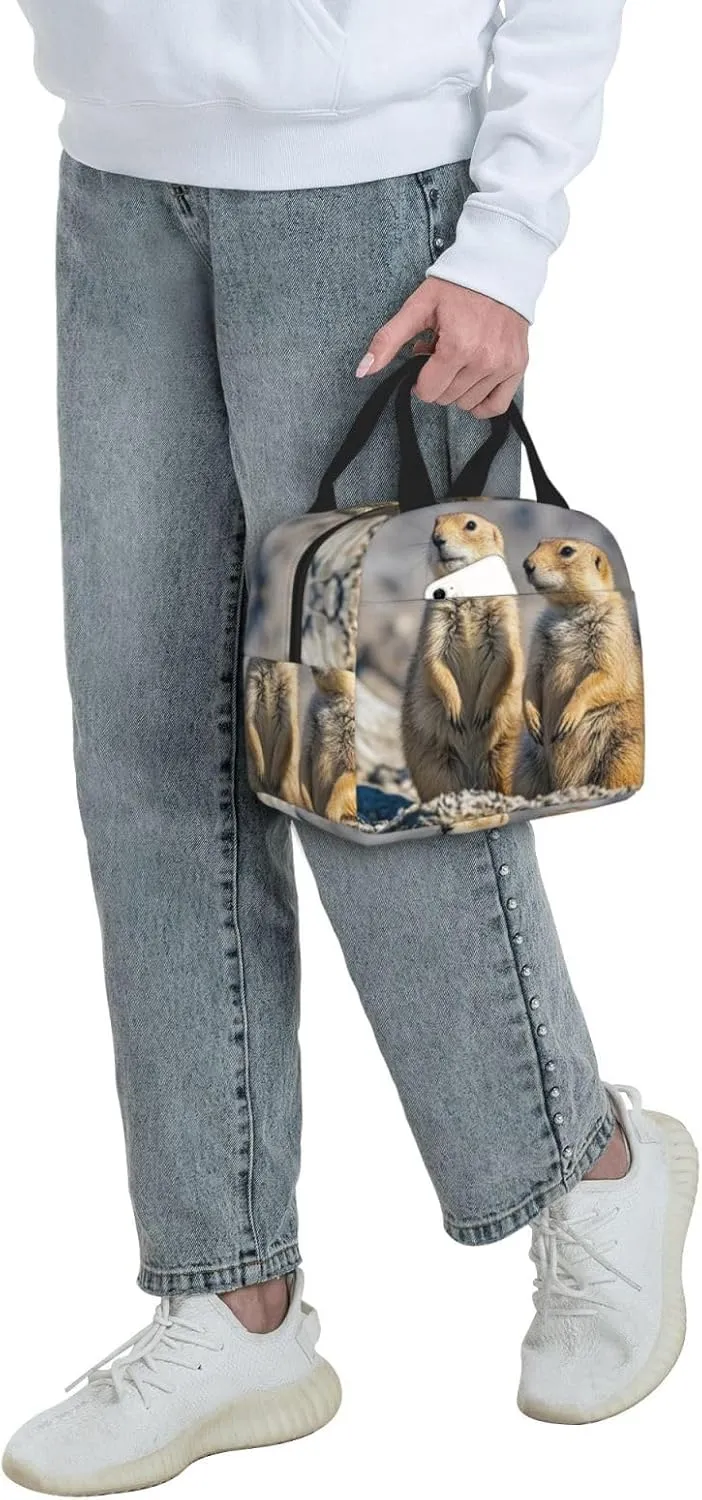 Lunch Bag for Men Women Reusable Insulated Lunchbox Two Prairie Dogs Lunch Tote Bag for Work Picnic
